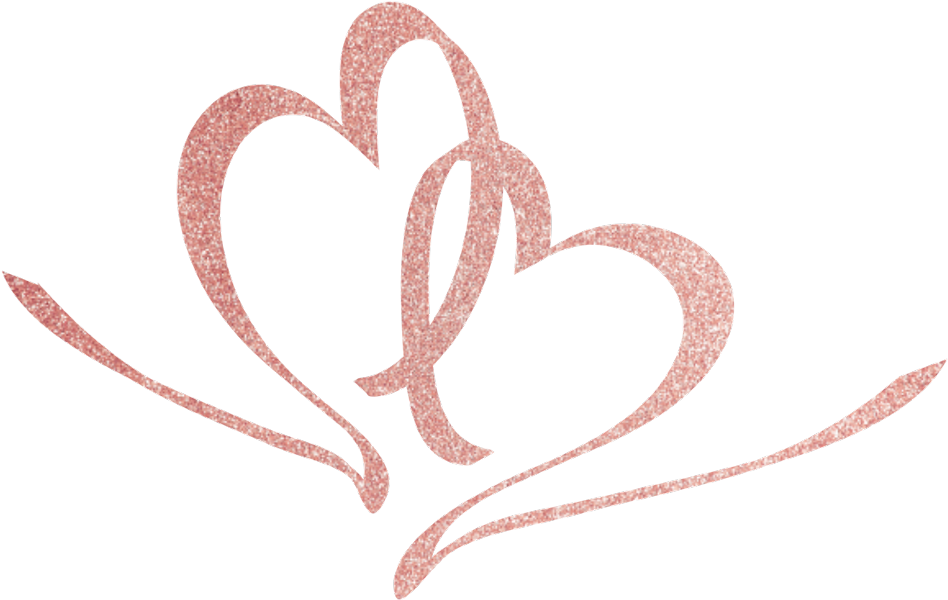 Two Hearts With Pink Glitter On Black Background