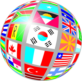 A Globe With Different Flags