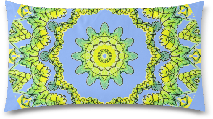 Glowing Green Leaves Flower Arches Star Mandala Periwinkle - Cushion, Hd Png Download