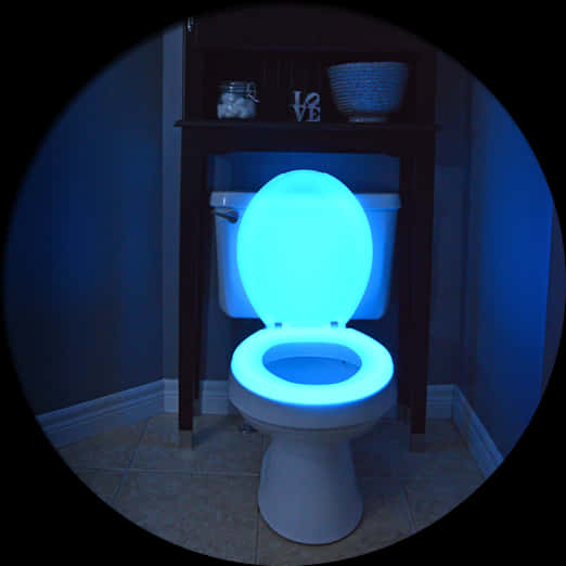 A Blue Light On A Toilet Seat
