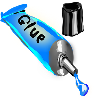 A Tube Of Glue With A Drop Of Blue Liquid