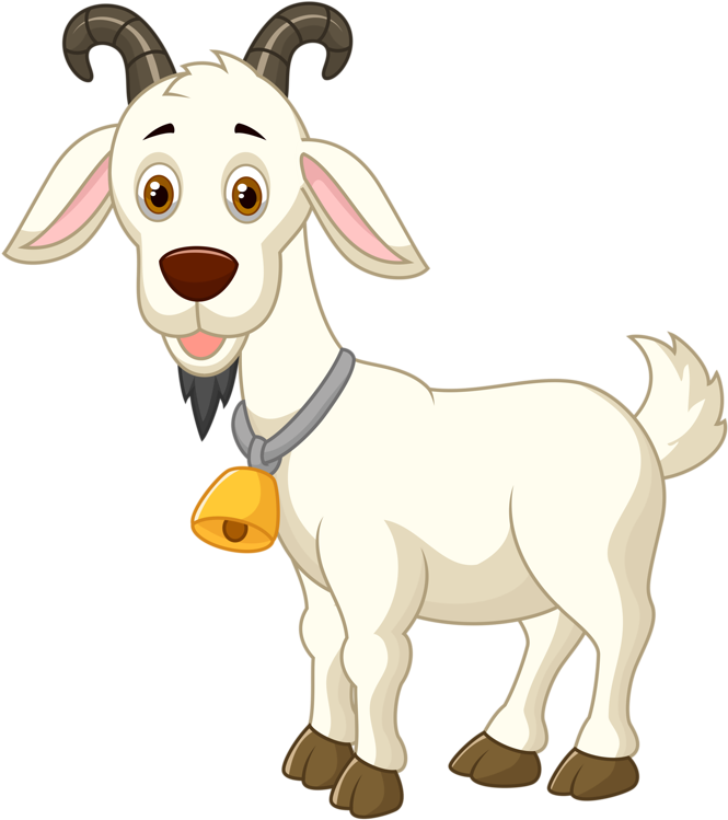 Cartoon A White Goat With Horns