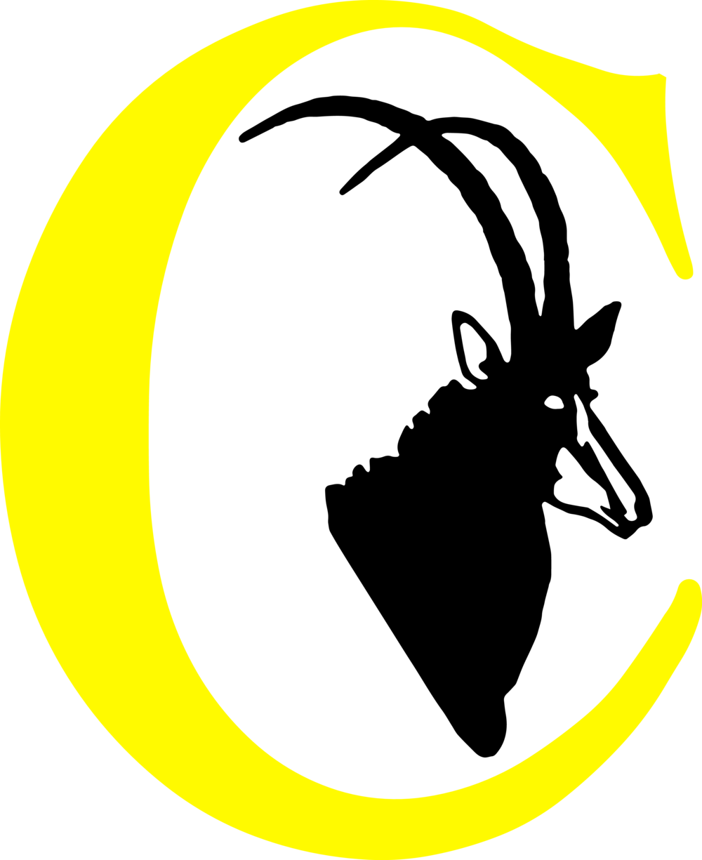 A Yellow Letter C On A Black Background