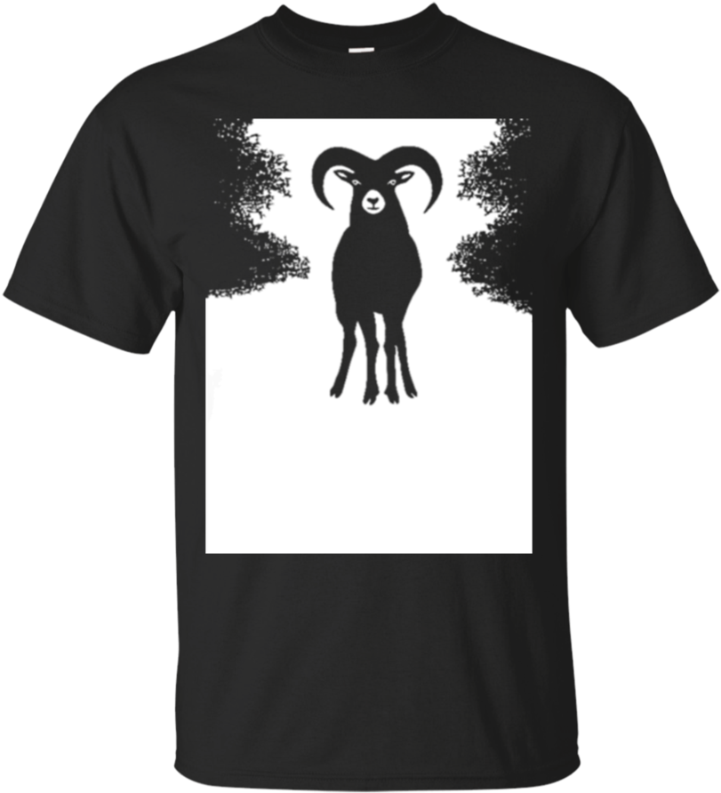 A Black Shirt With A Black And White Image Of A Ram