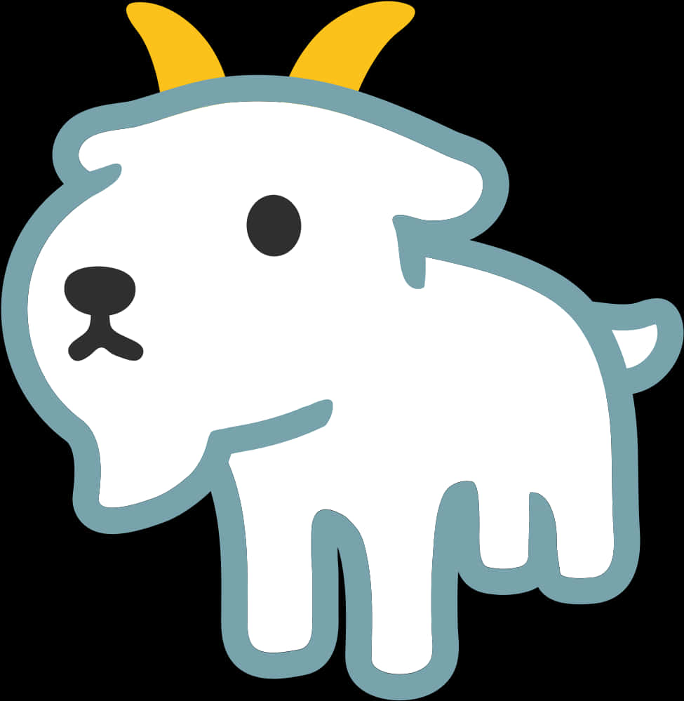 A Cartoon Goat With Yellow Horns