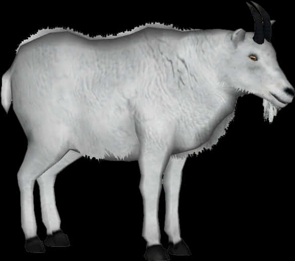 A White Goat With Horns