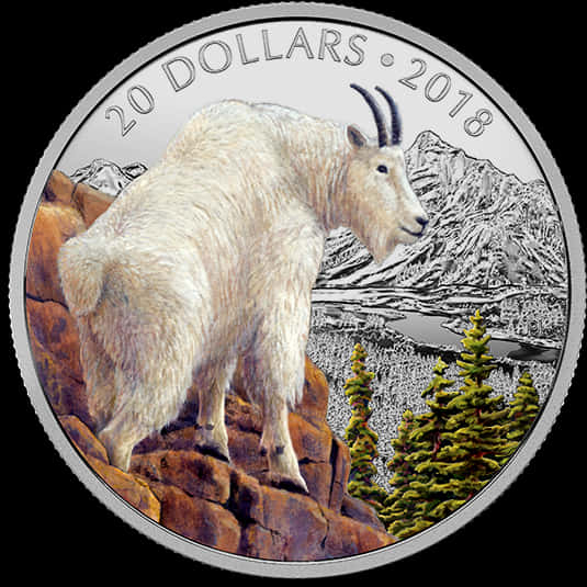 A Silver Coin With A Goat On A Mountain