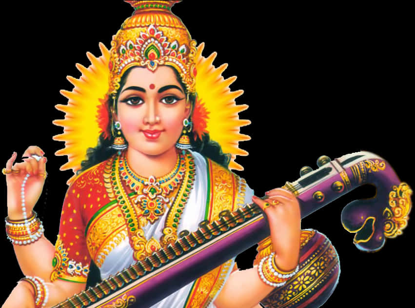 Goddess Png Transparent Images - Lord Saraswati Png, Png Download