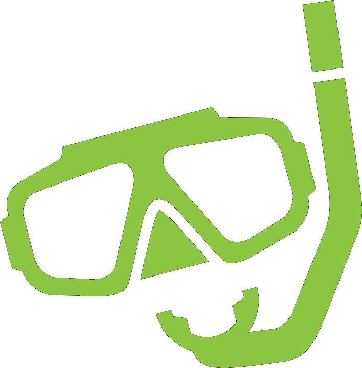 A Green Mask And Snorkel On A Black Background