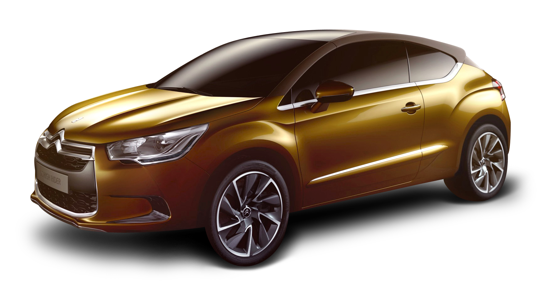 A Gold Car With Black Background
