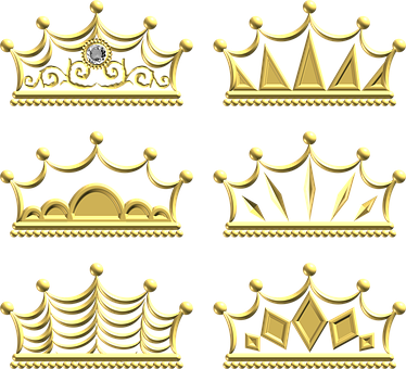 A Collection Of Gold Crowns