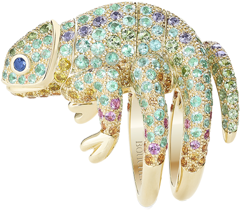 A Gold Ring With Multicolored Stones