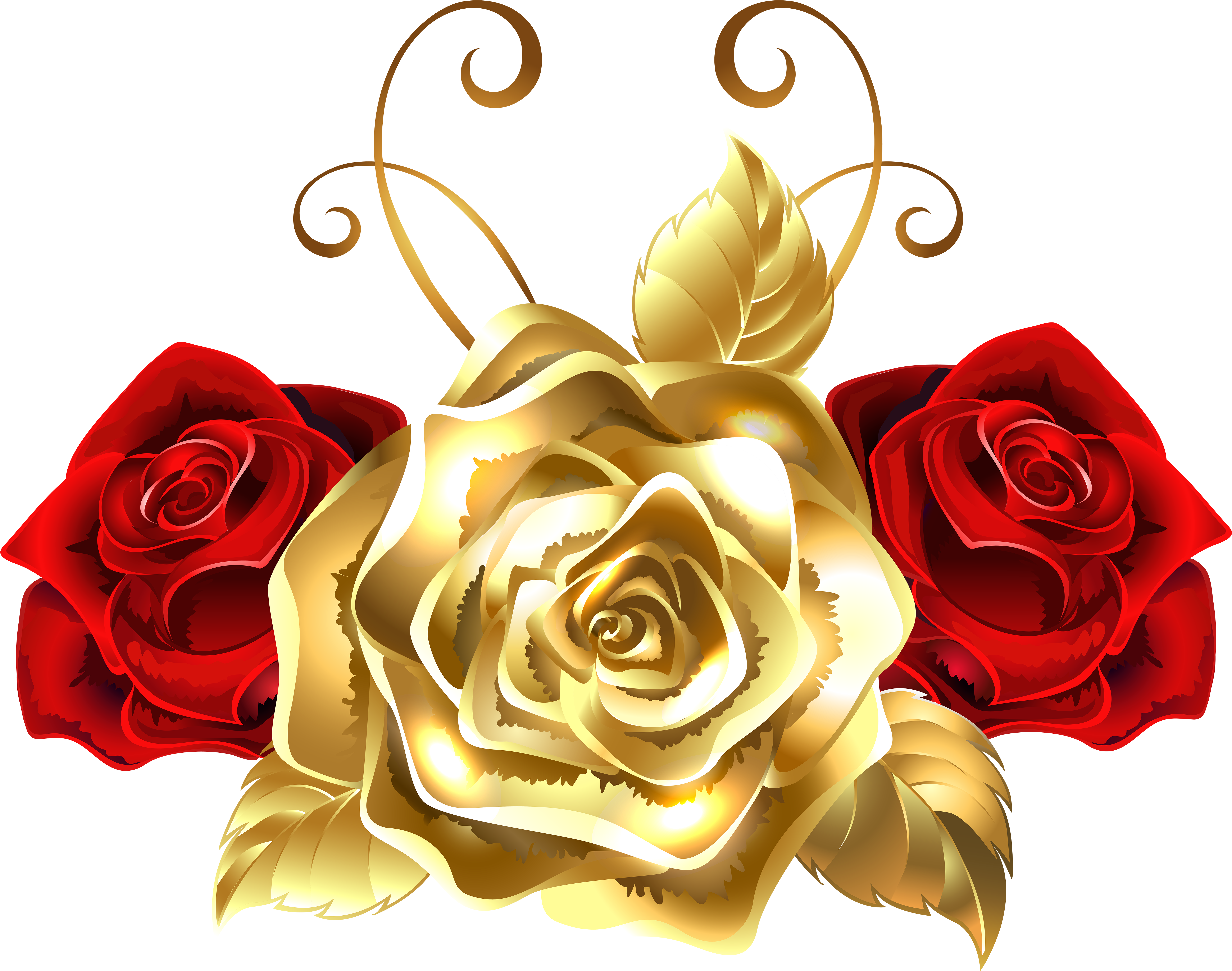 A Gold And Red Roses