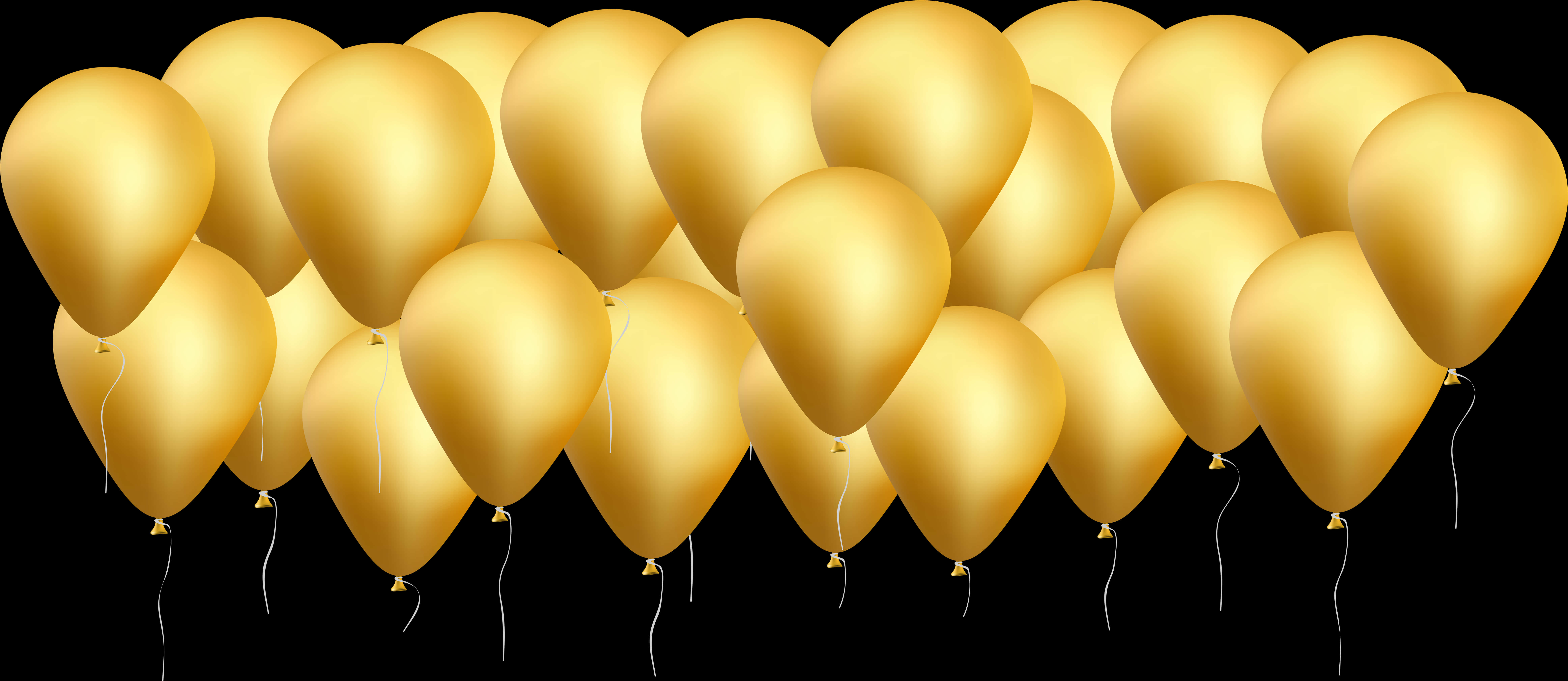 A Group Of Gold Balloons