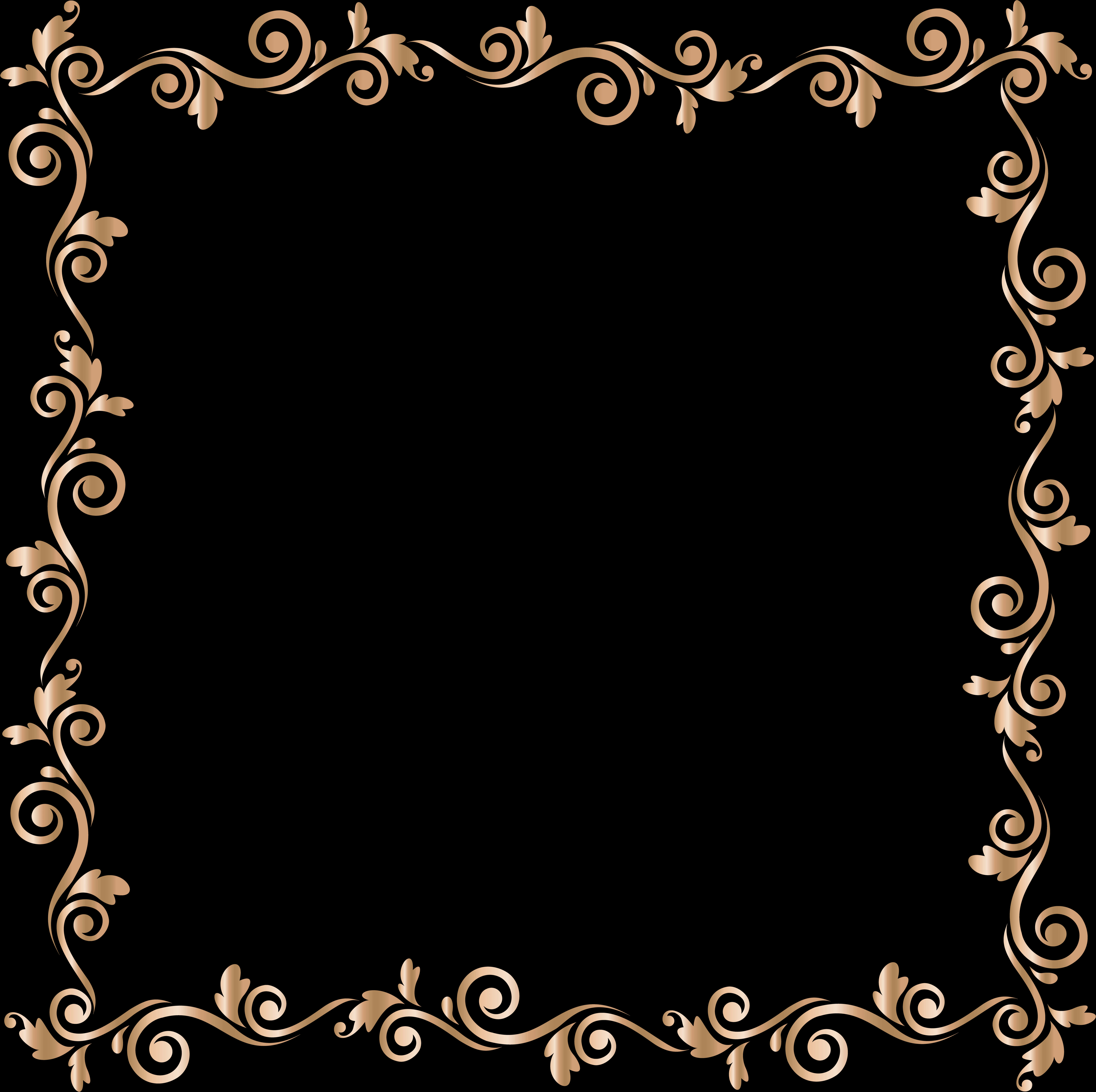 A Gold Frame With Swirls On A Black Background