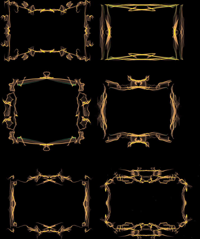A Set Of Square Frames With Yellow Smoke