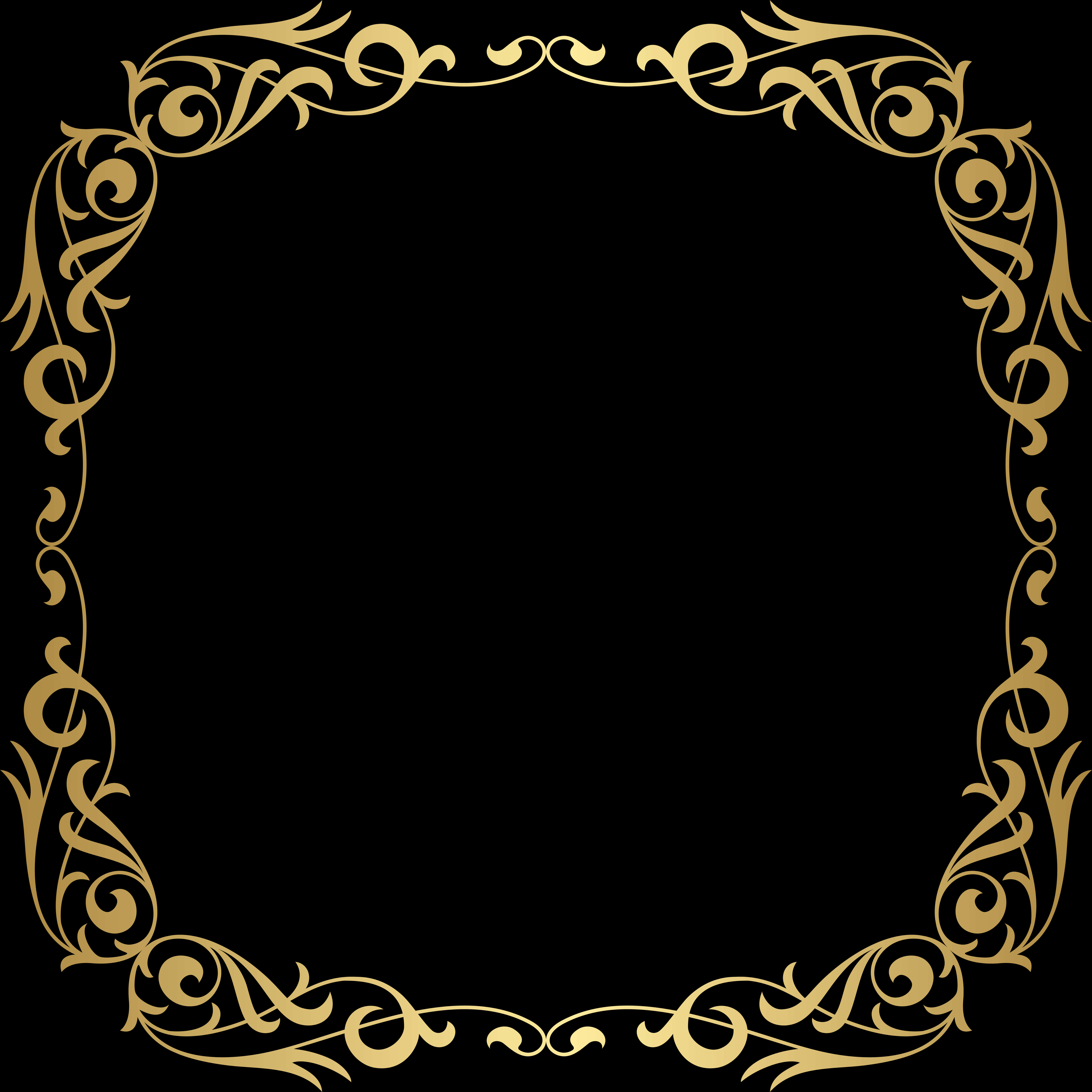 A Gold Frame With Swirls On A Black Background