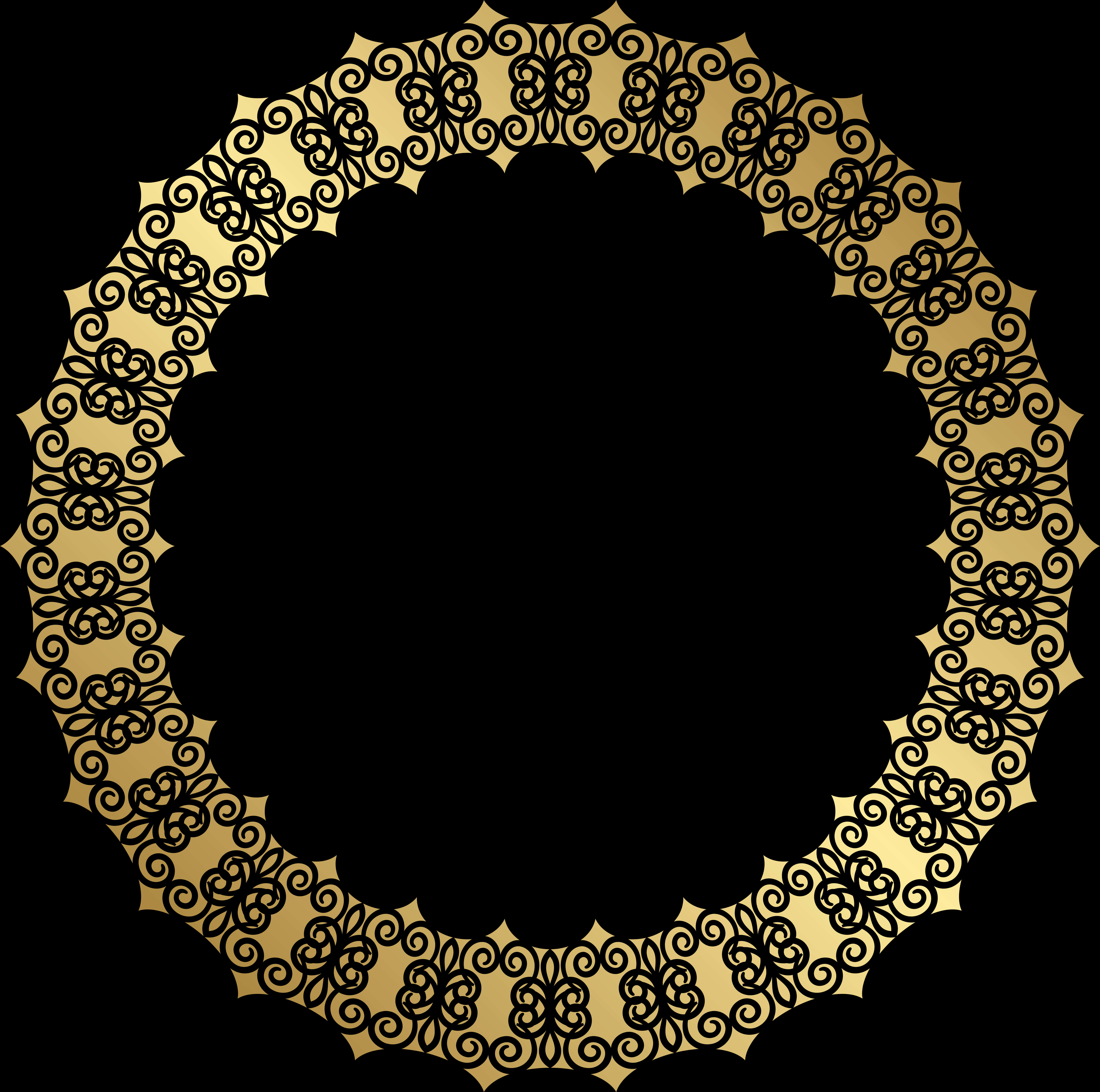 A Gold Circular Frame With Black Background