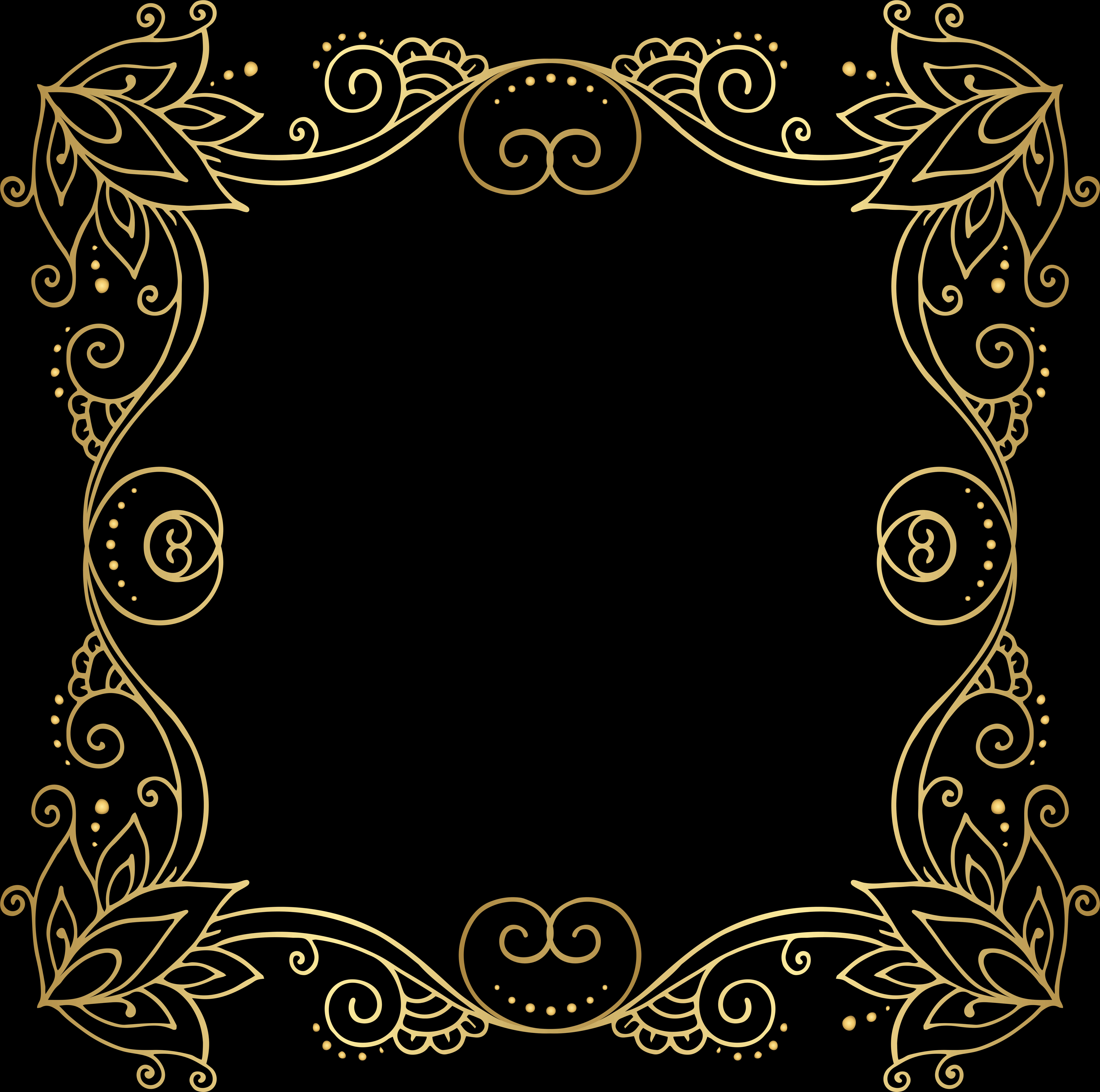 A Gold Frame With Swirls And Leaves