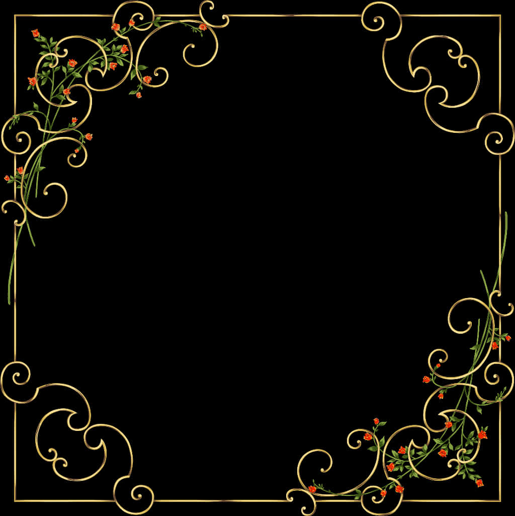 A Gold And Green Floral Frame