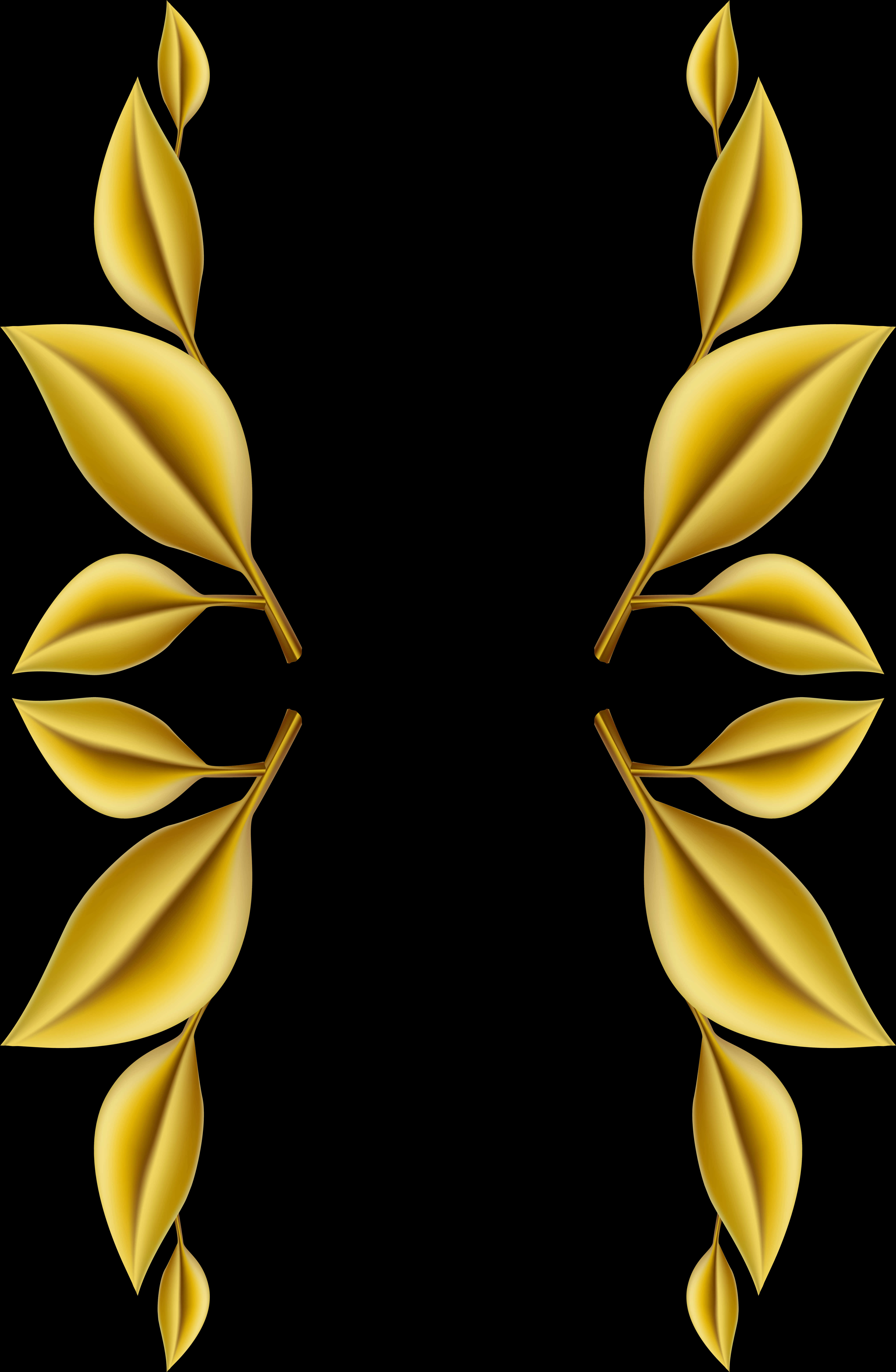 A Gold Leaves On A Black Background