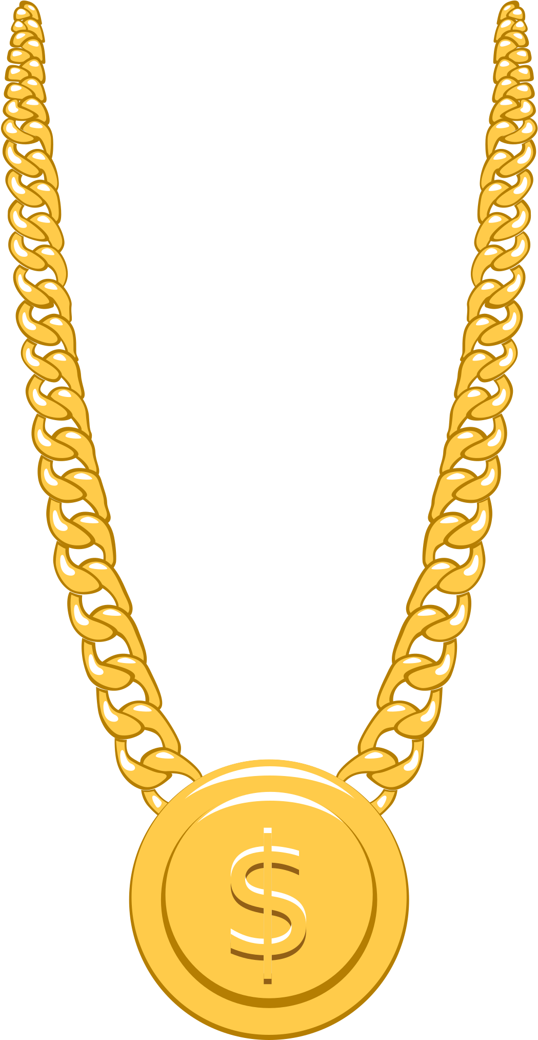 A Gold Chain Necklace With A Round Pendant