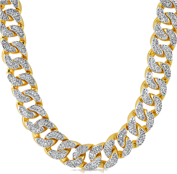 A Gold And Silver Chain With Diamonds
