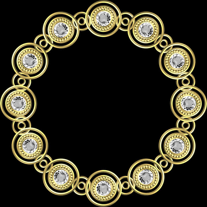 A Gold And White Circle With Diamonds