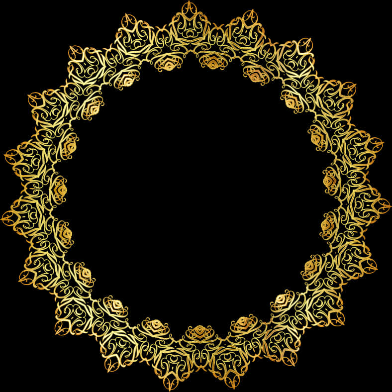 A Gold Circular Pattern On A Black Background