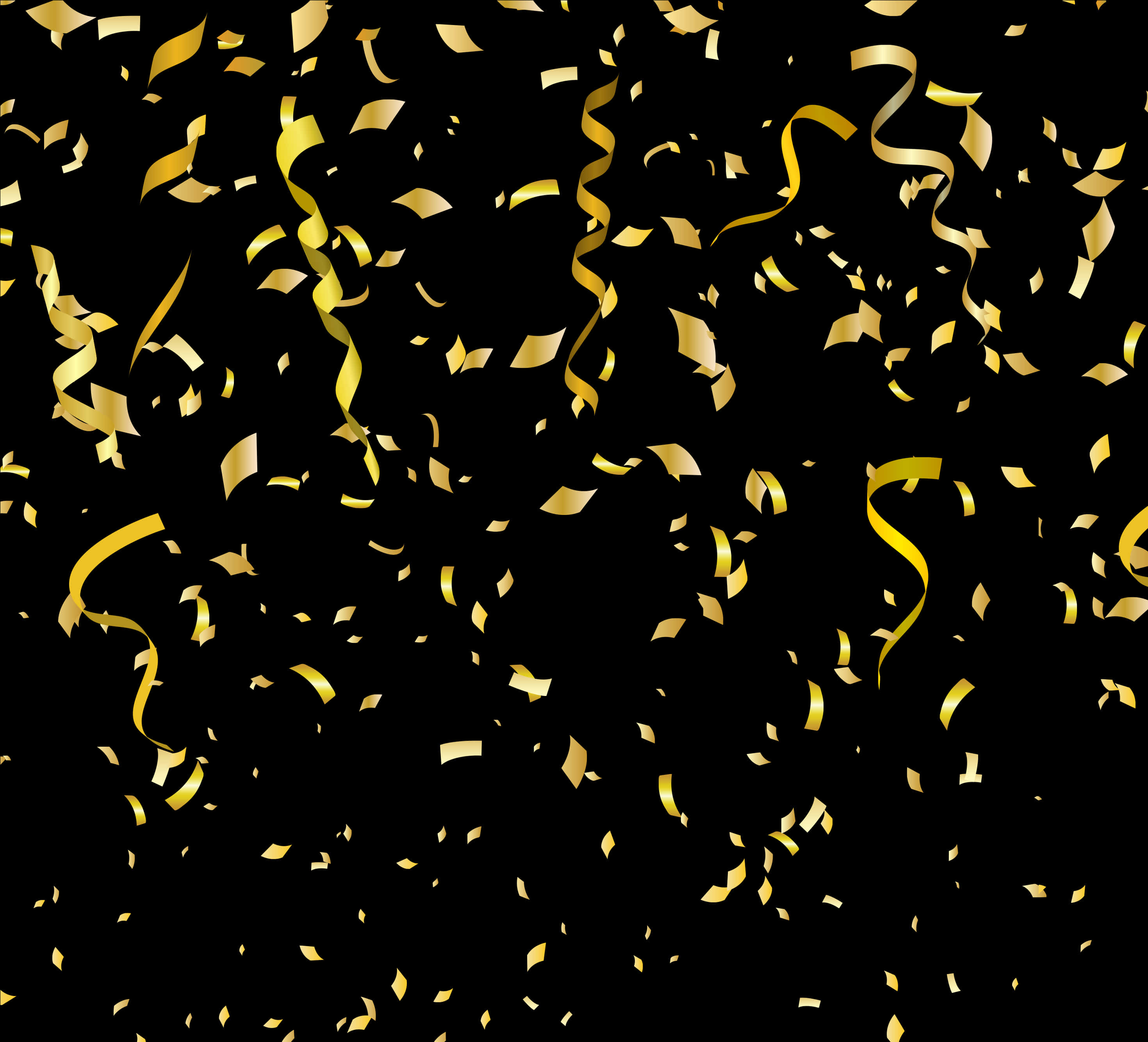 A Gold Confetti Falling On A Black Background