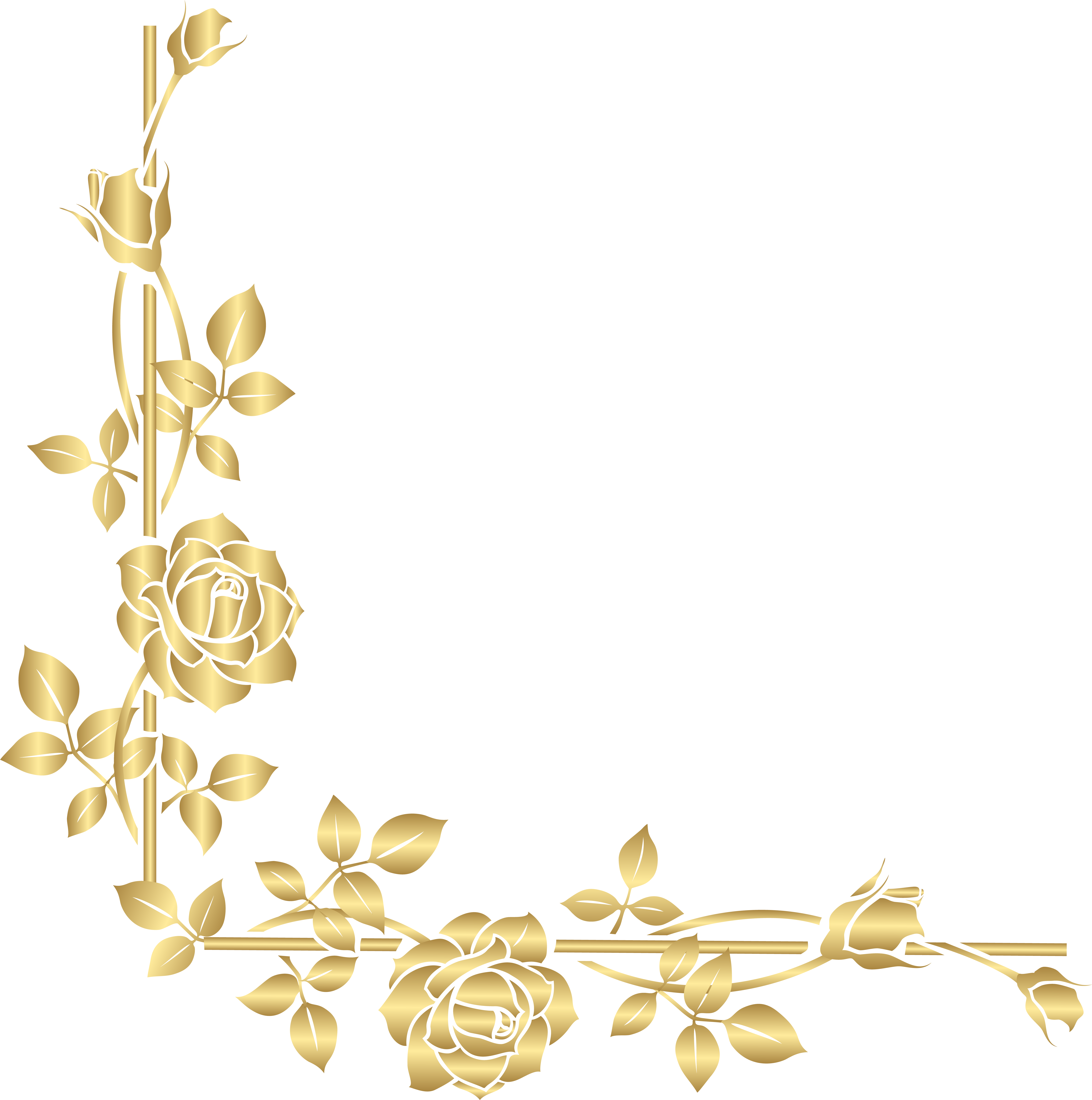 A Gold Roses And Leaves On A Black Background