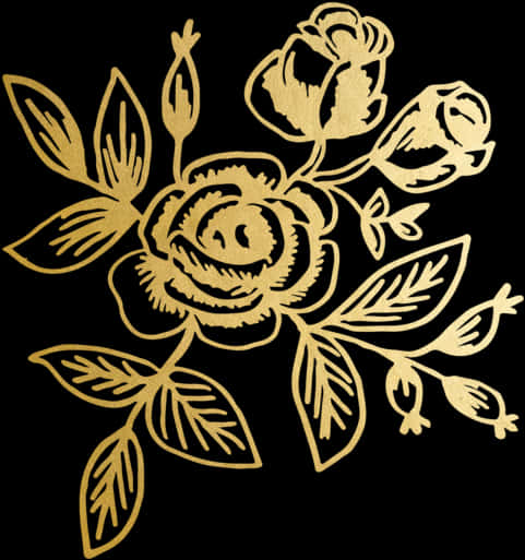 A Gold Painted Flower On A Black Background