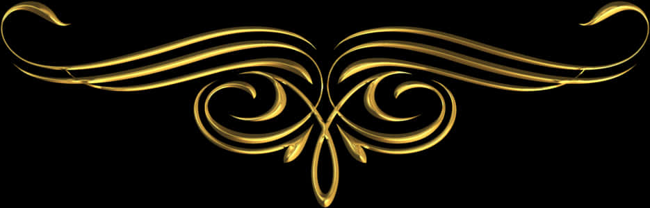 A Gold Swirly Design On A Black Background
