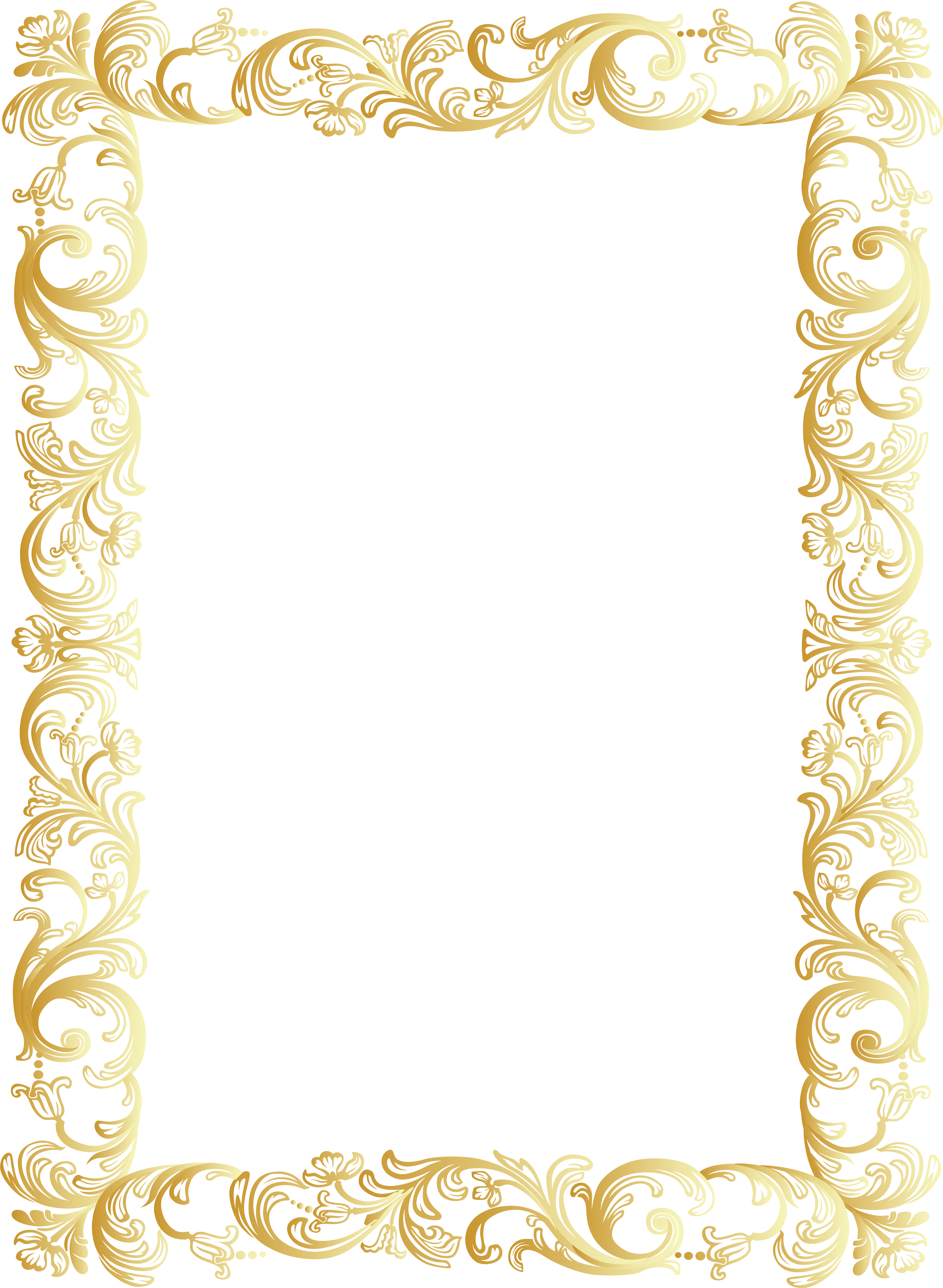A Gold Floral Border On A Black Background