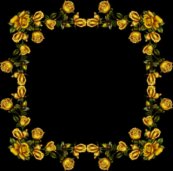 Gold Frame Of Flowers
