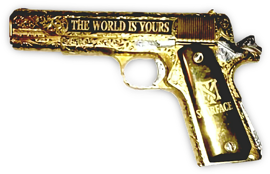 A Gold Gun With A Black Background