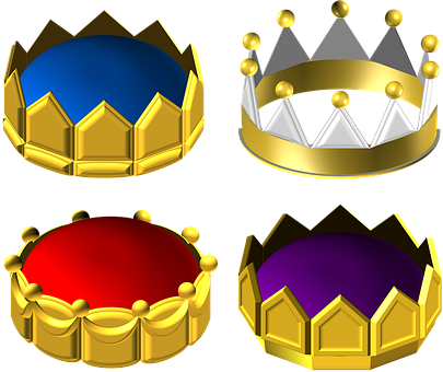A Group Of Crowns With Different Colors