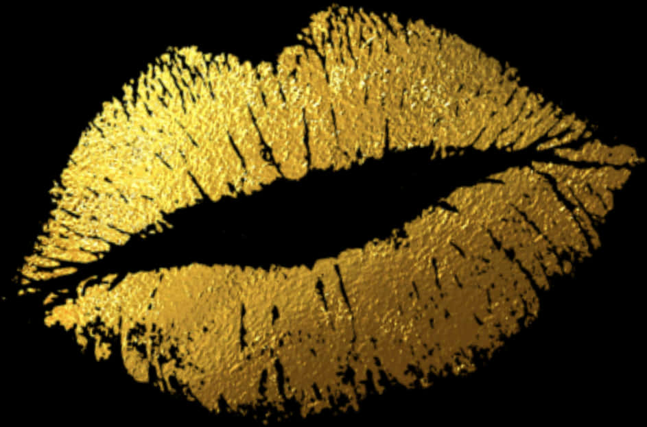 A Gold Lip Print On A Black Background