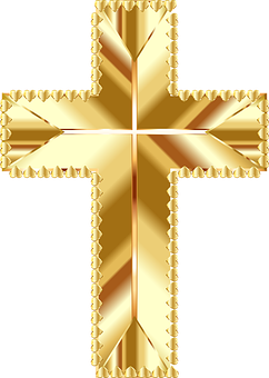 A Gold Cross With A Black Background