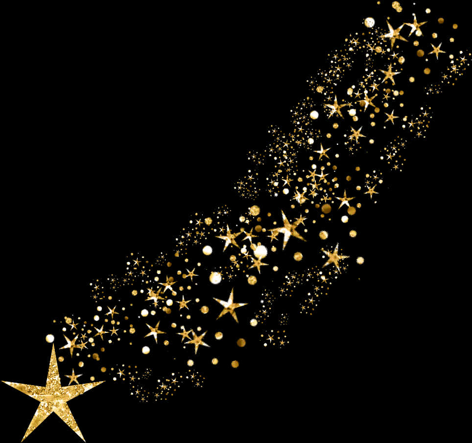 A Gold Star Shooting From A Black Background