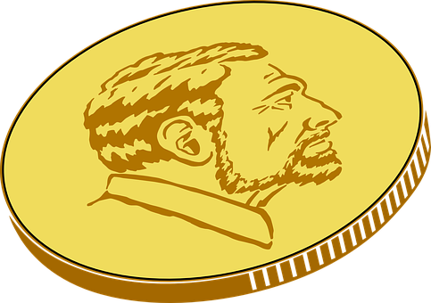 A Gold Coin With A Man's Face