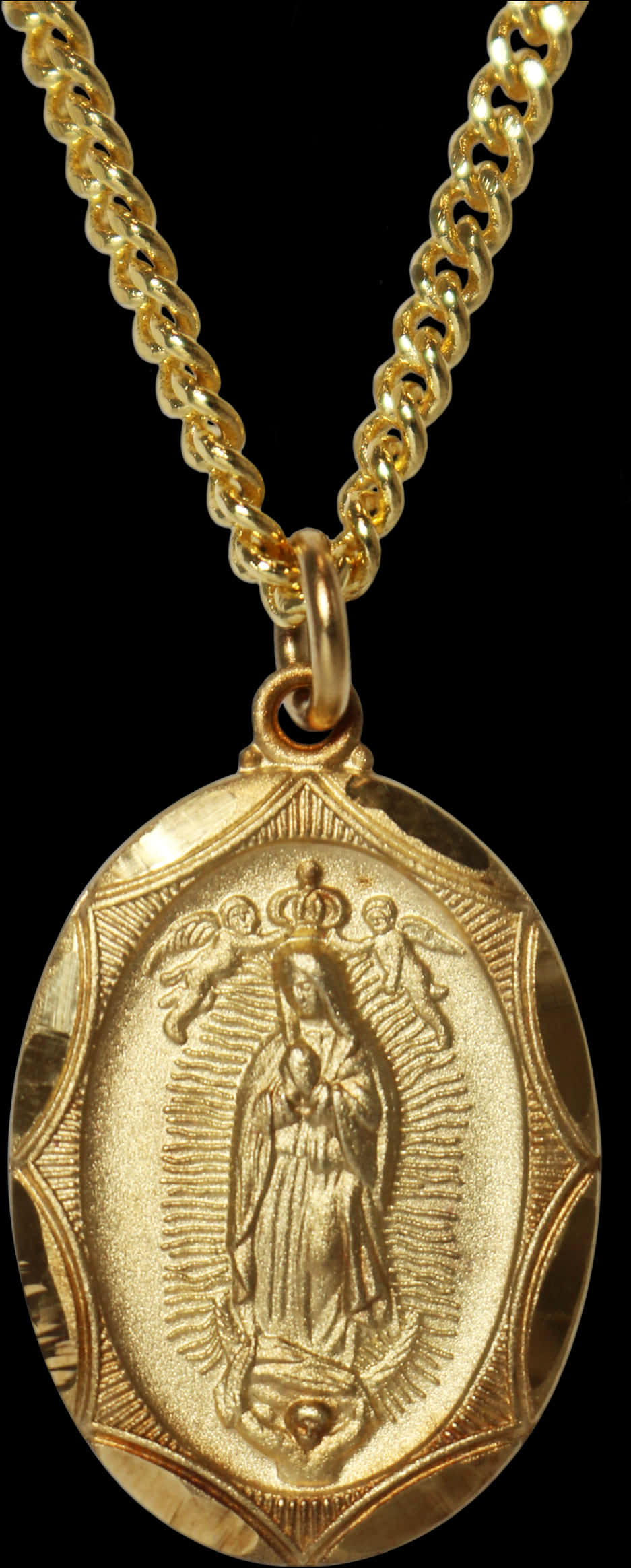 Gold Virgen De Guadalupe Necklace