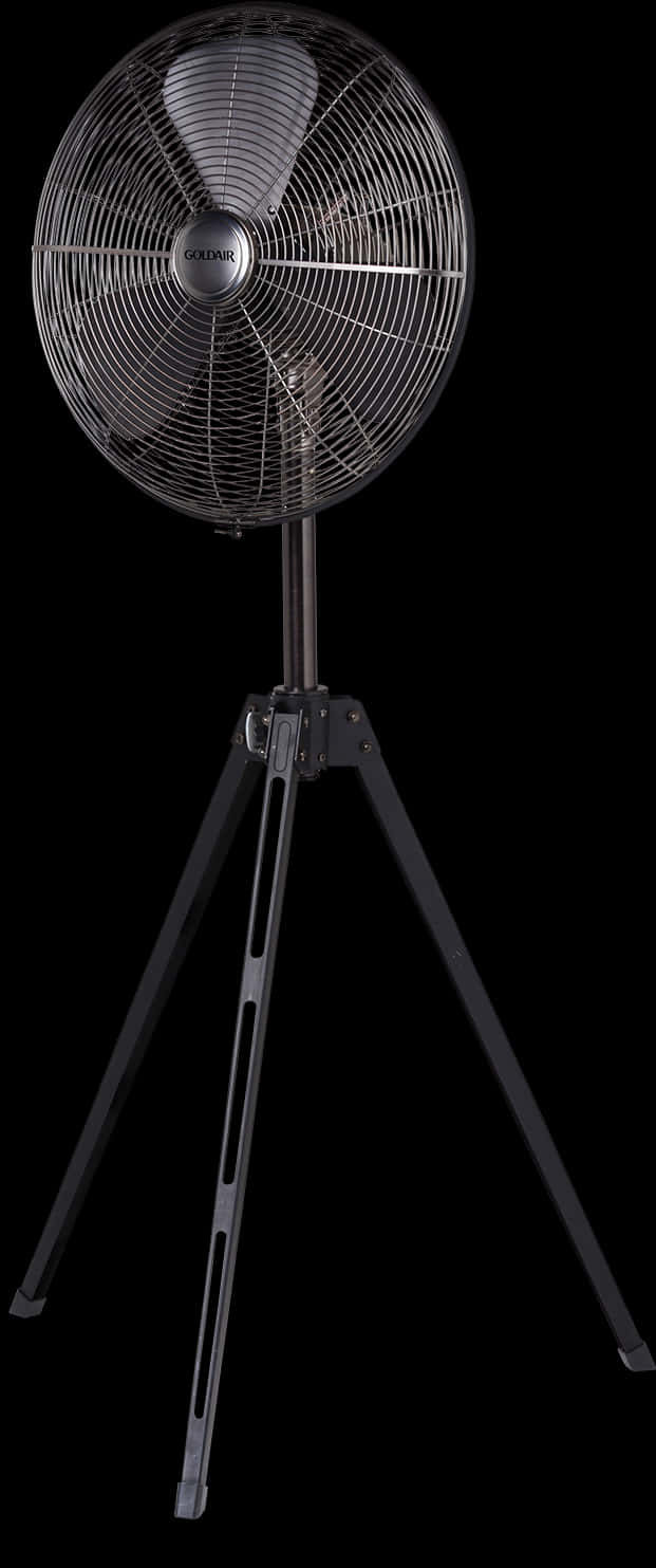 A Black Stand Fan With A Black Background