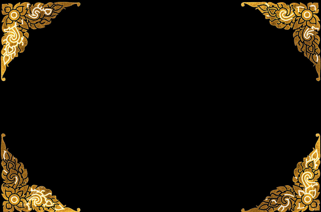 A Black Background With Gold And Black Border