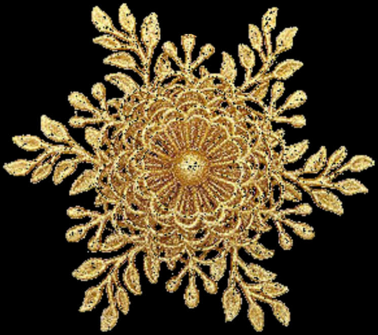 A Gold Flower With Leaves