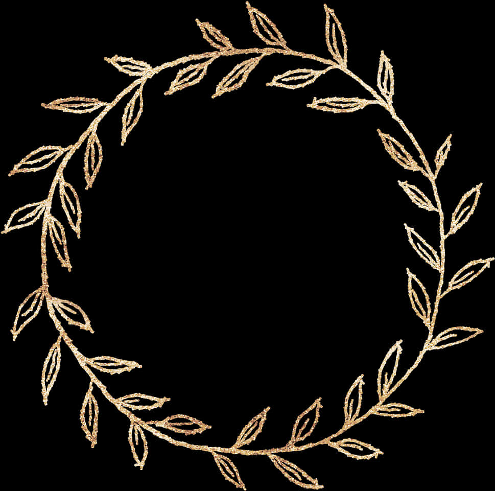 A Gold Leafy Circle With Black Background