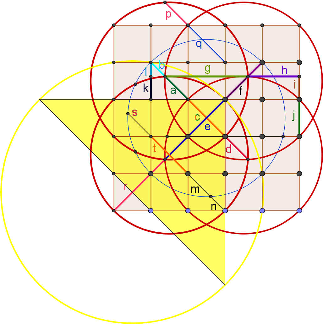 A Yellow Triangle With Red Circles And A Black Background