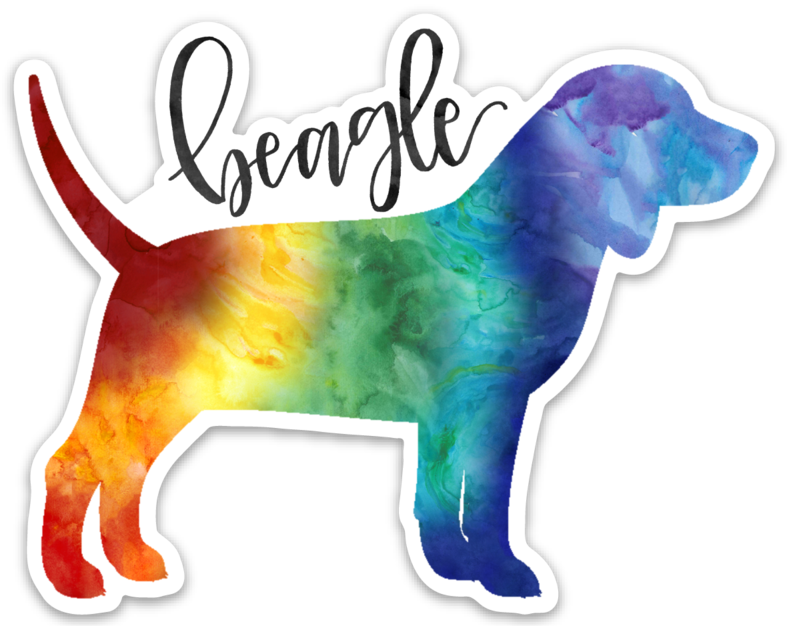 A Rainbow Colored Dog With Black Text