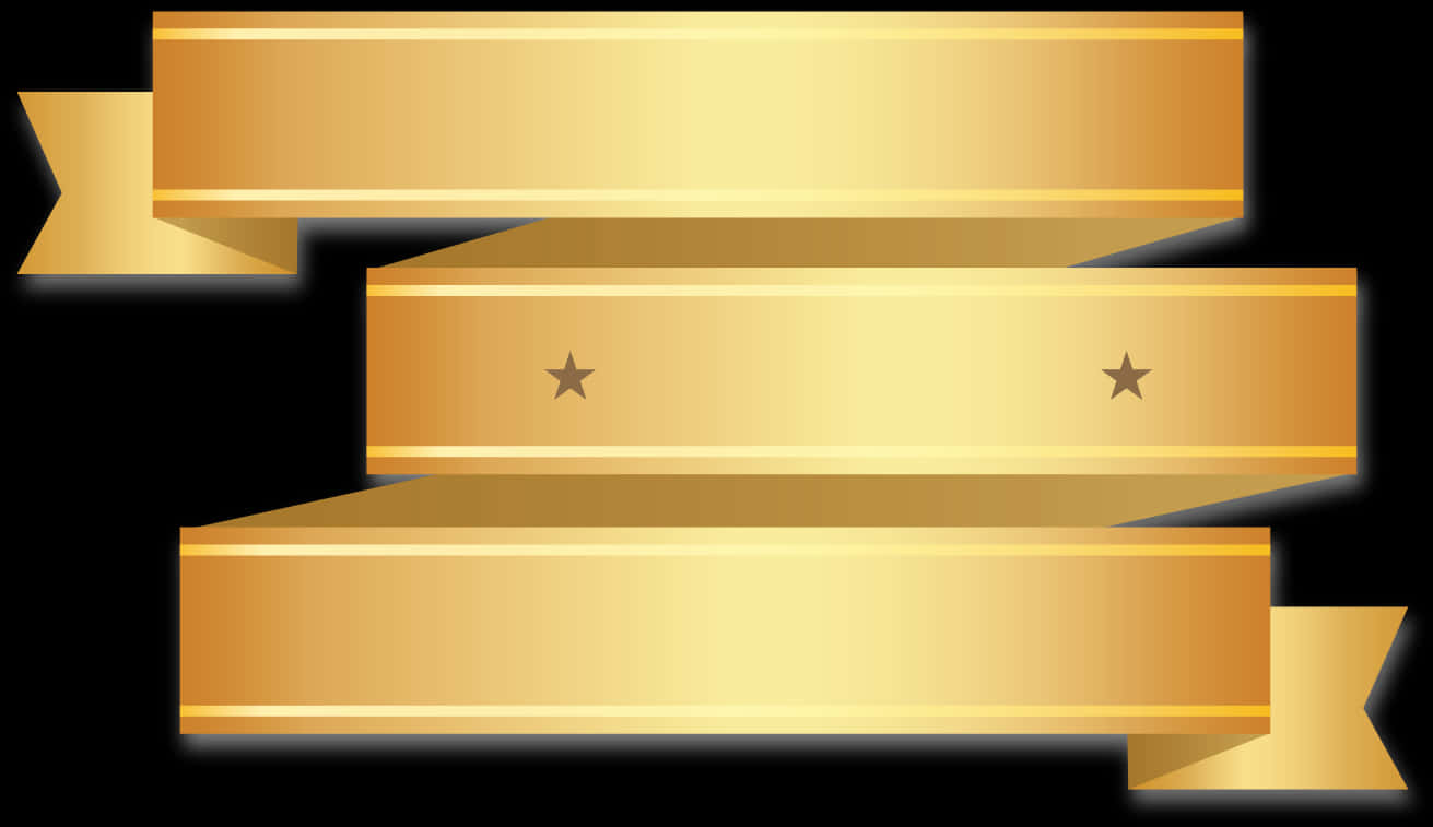 Golden Ribbon Banner With Three Folds