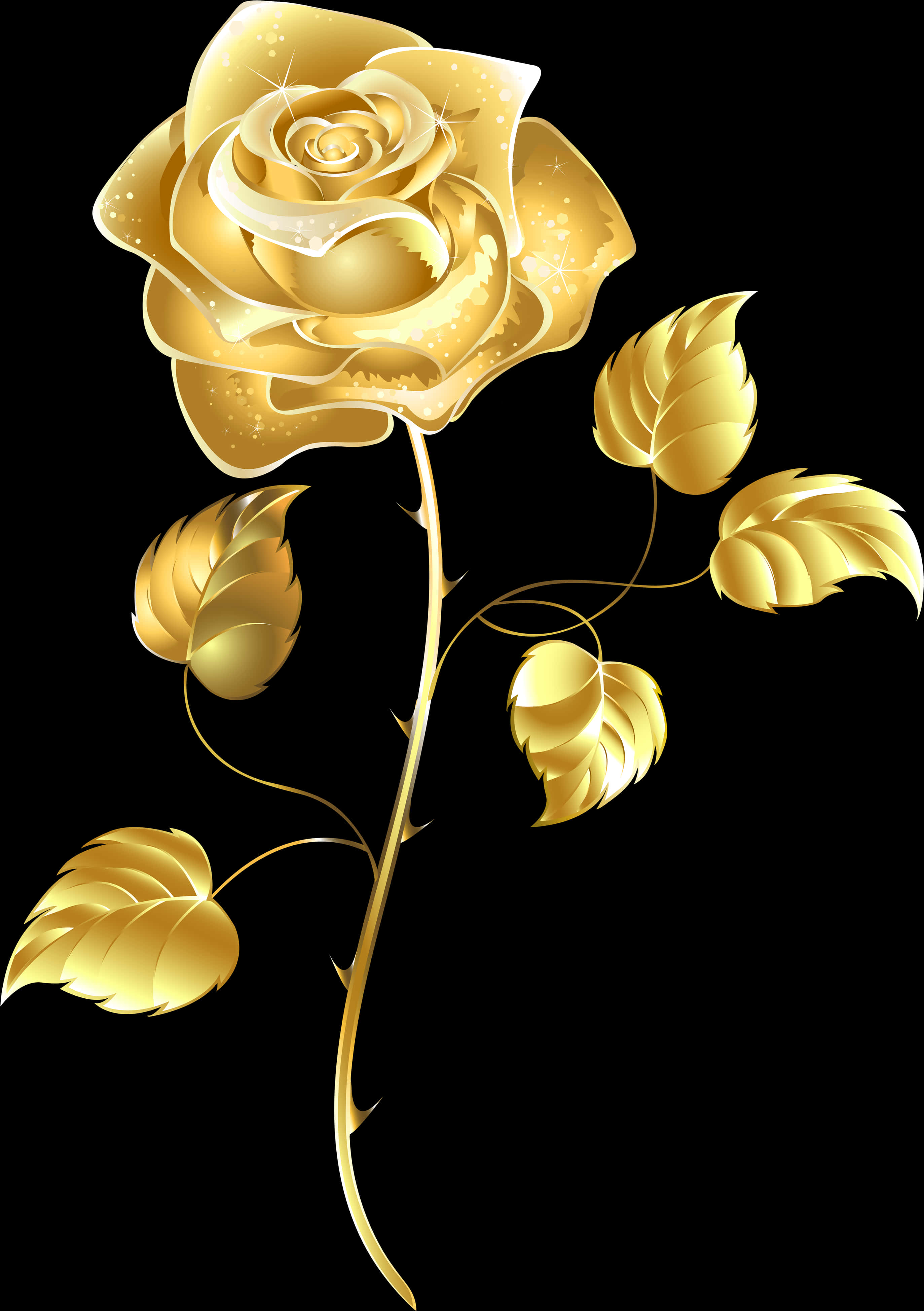 Golden Rose Transparent Image - Gold Flower Transparent Background, Hd Png Download